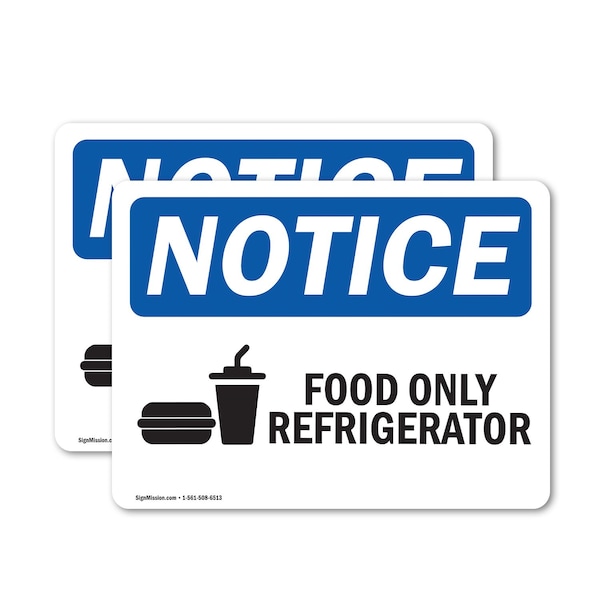 Signmission Food Only Refrigerator Sign With Symbol, 10 in W x Rectangle, Vinyl Decal OS-2PACK-NS-D-710-L-12824 - main